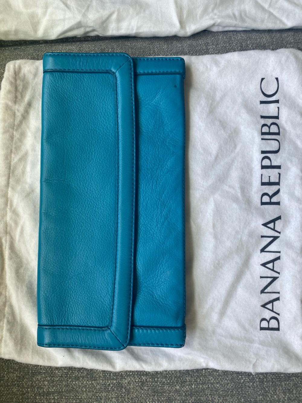 Banana Republic Teal Pebbled Leather Long Wallet